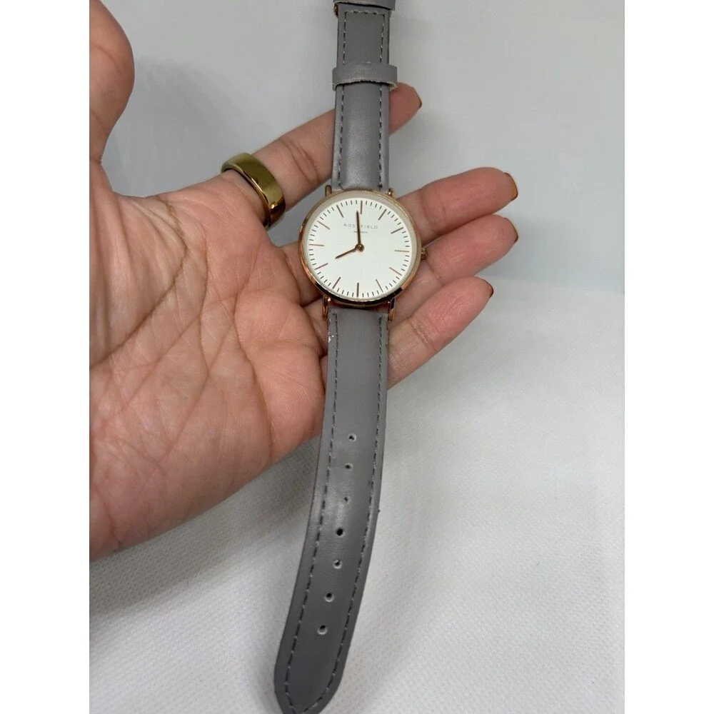ROSEFIELD AMS | NYC Women’s Quartz Analog Watch White Dial Gray Leather Strap